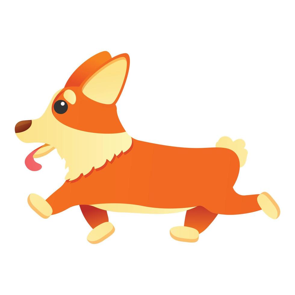 icono de perro corgi caminando, estilo de dibujos animados vector