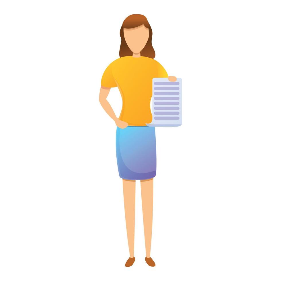 Contract purchasing manager icon, cartoon style vector