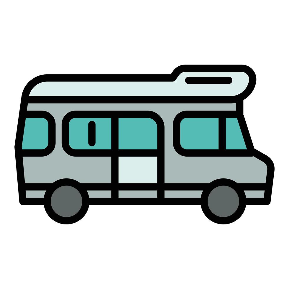 icono de autocaravana de coche, estilo de esquema vector