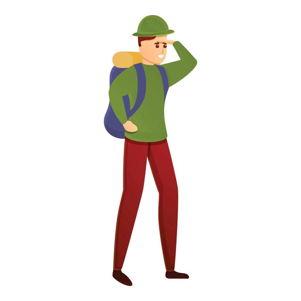 Adventure tourist icon, cartoon style vector