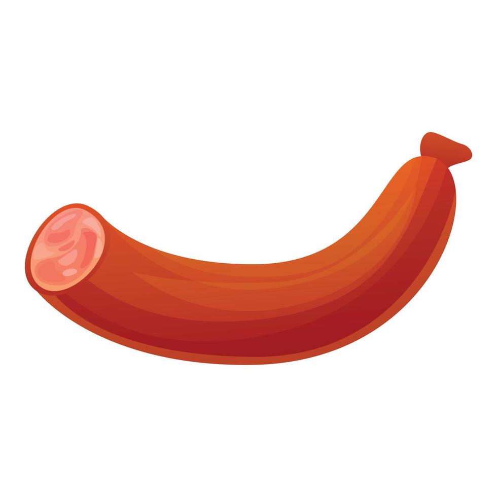 Fresh meat sausage icon, cartoon style vector