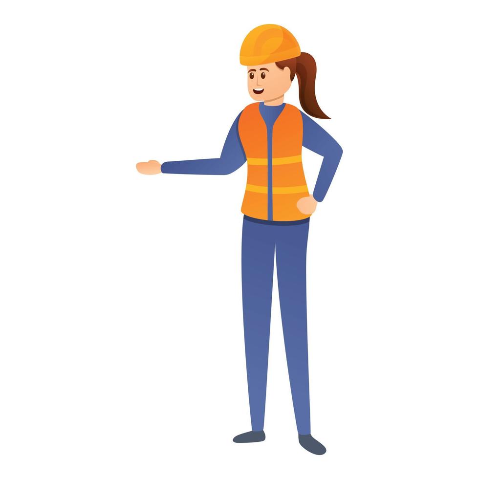 Woman construction engineer icon, cartoon style vector