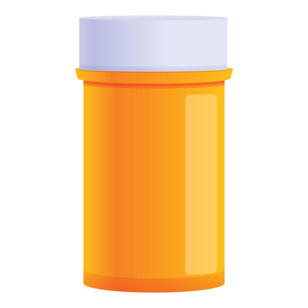 Medical pill jar icon, cartoon style vector