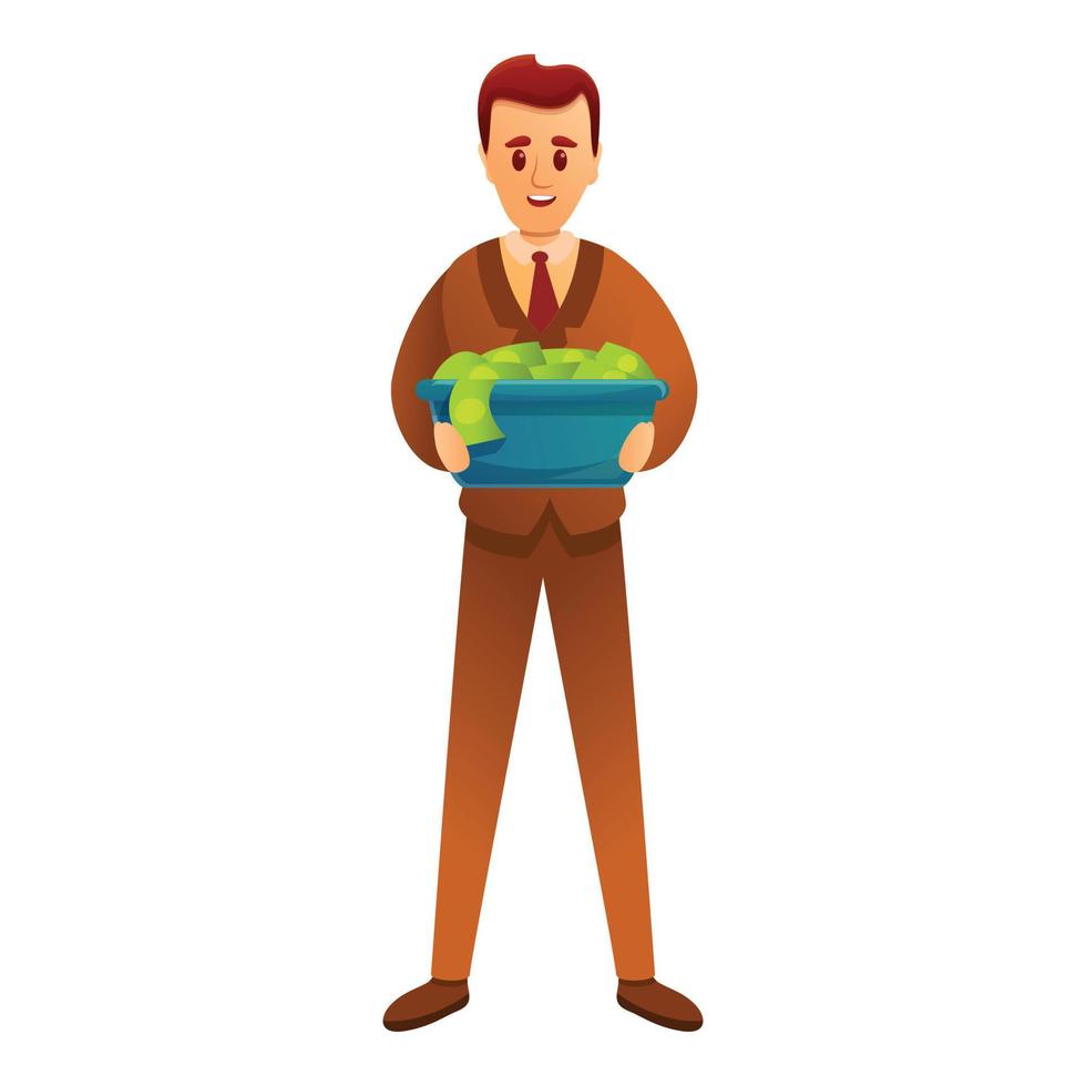 Man with wealth icon, cartoon style vector