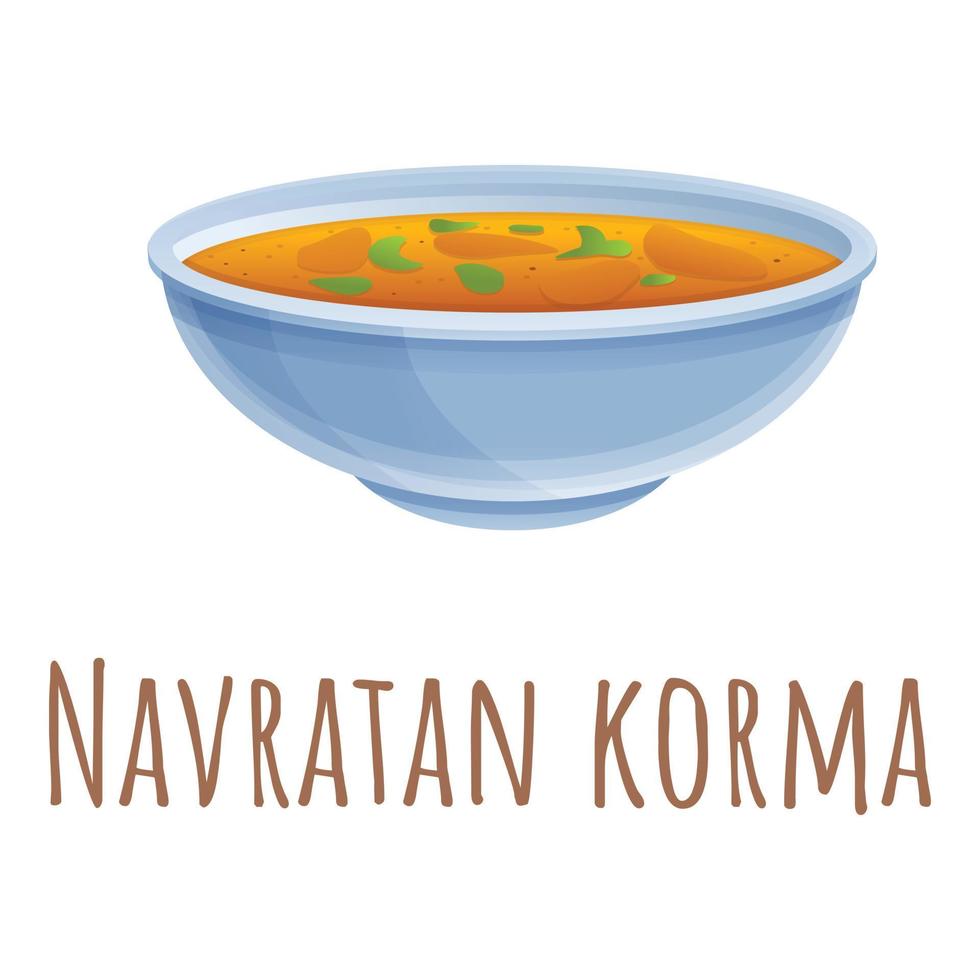 Navratan korma icon, cartoon style vector