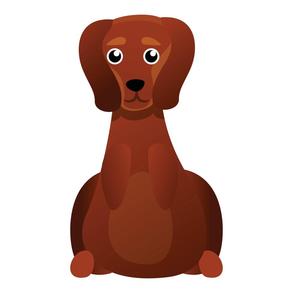 lindo, dachshund, icono, caricatura, estilo vector