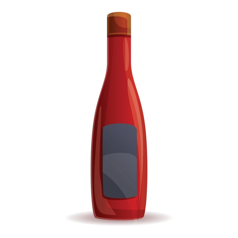 Red ketchup bottle icon, cartoon style vector