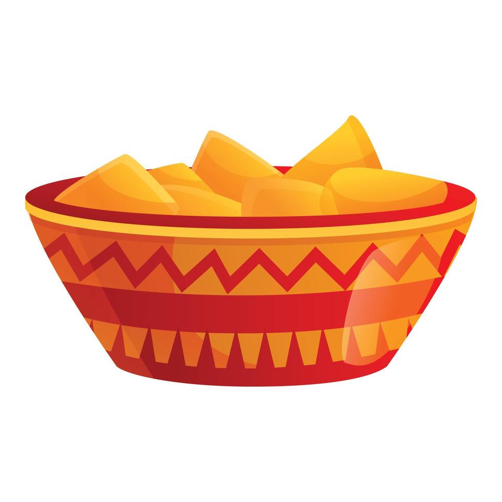 Mexican bowl icon, cartoon style vector