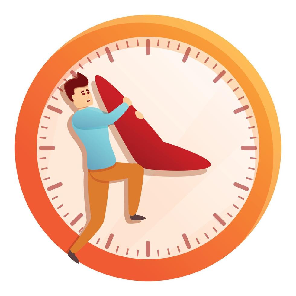Worker stop time icon, cartoon style vector