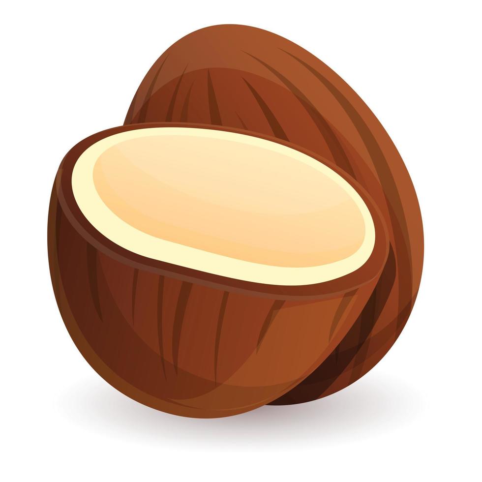 Coconut icon, cartoon style vector