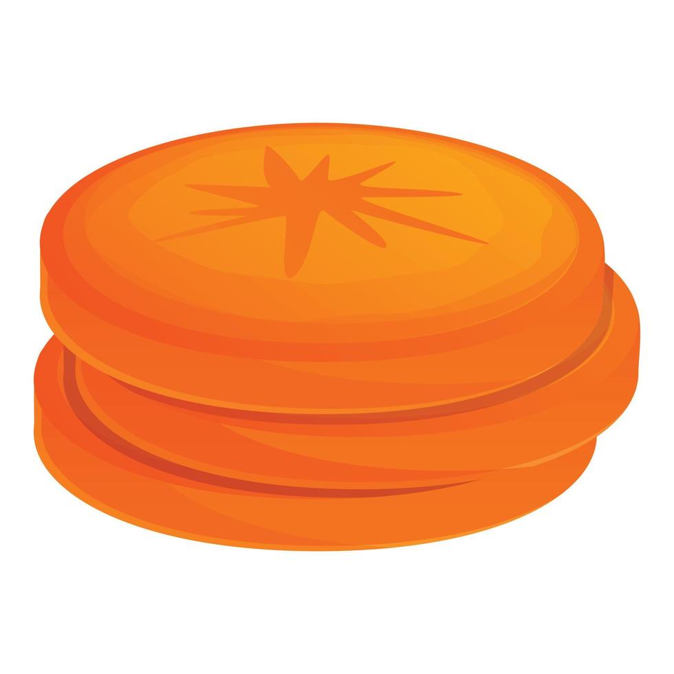 Carrot slices icon, cartoon style vector