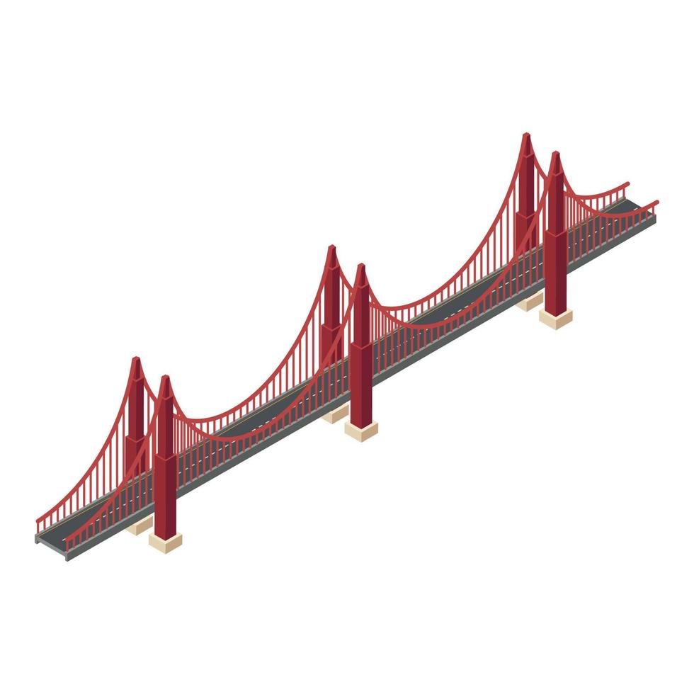 Red wire bridge icon, isometric style vector