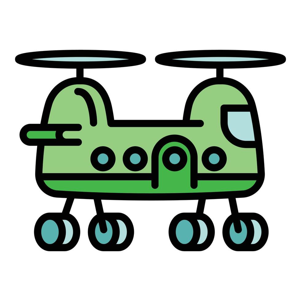 icono de helicóptero de transporte, estilo de contorno vector