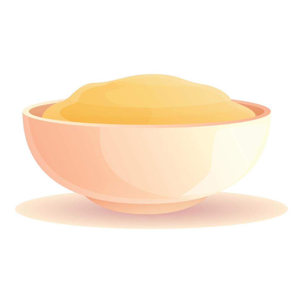 Mustard bowl icon, cartoon style vector