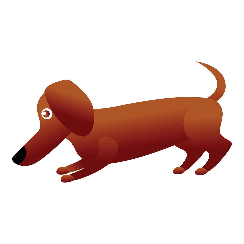 Dachshund playing icon, cartoon style vector