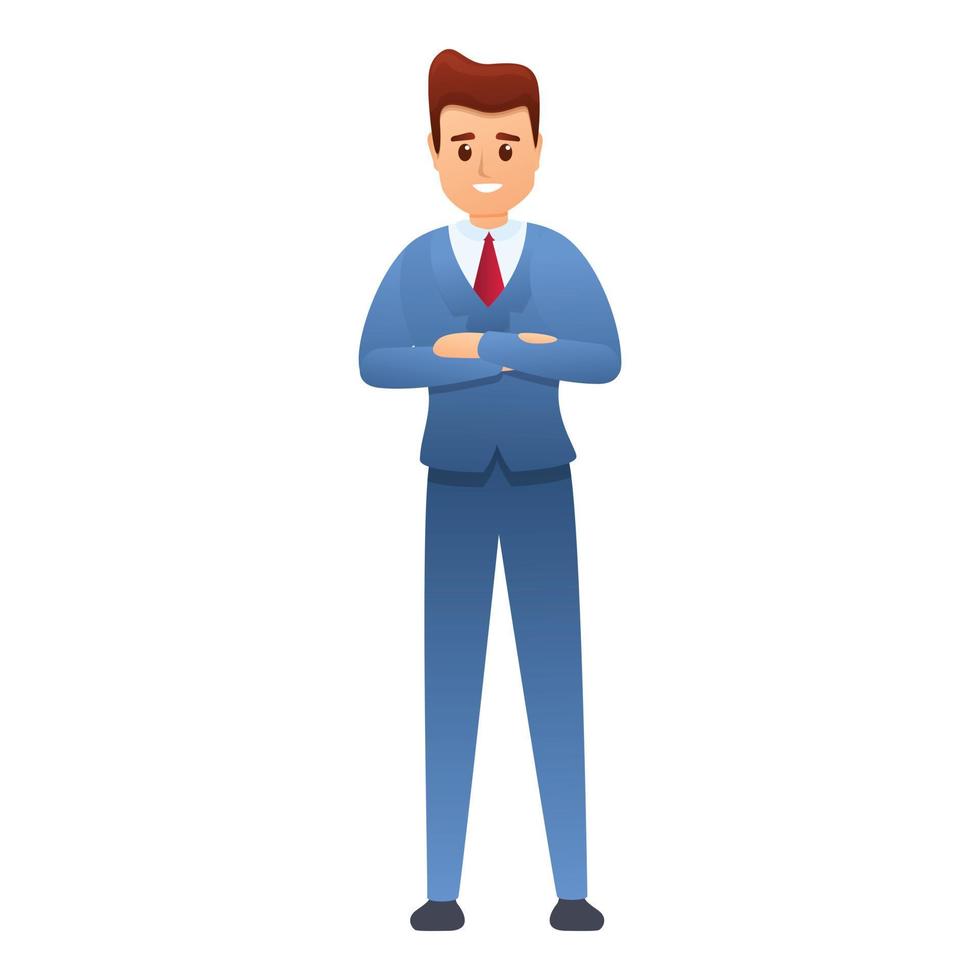 Happy businessman icon, cartoon style vector