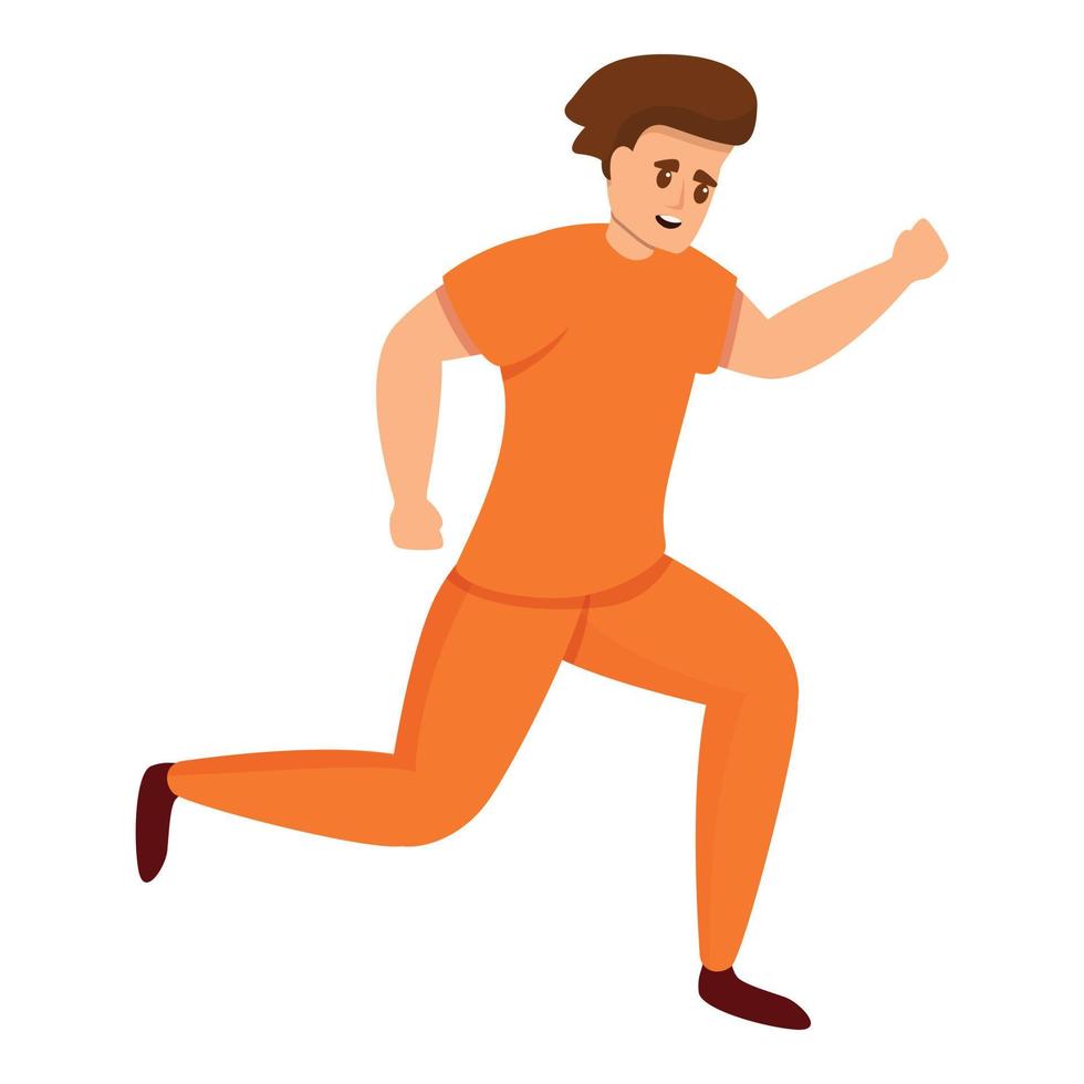 Running prison man icon, cartoon style vector