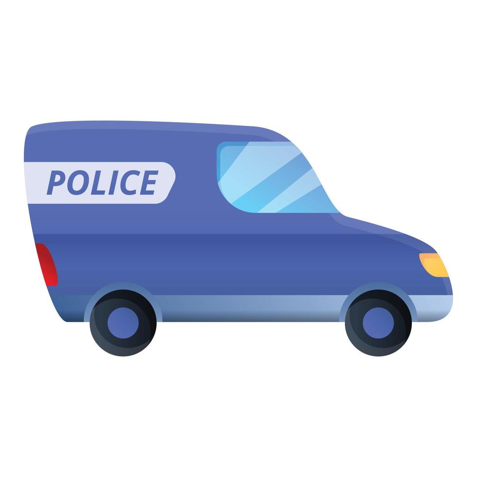 icono de furgoneta de policía, estilo de dibujos animados vector