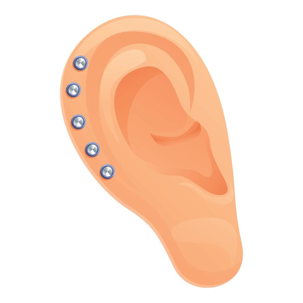 Diamond ear piercing icon, cartoon style vector