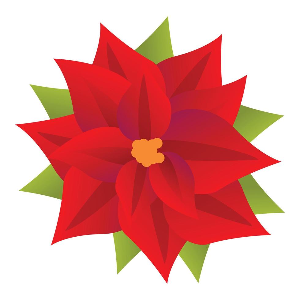 celebración poinsettia icono, estilo de dibujos animados vector