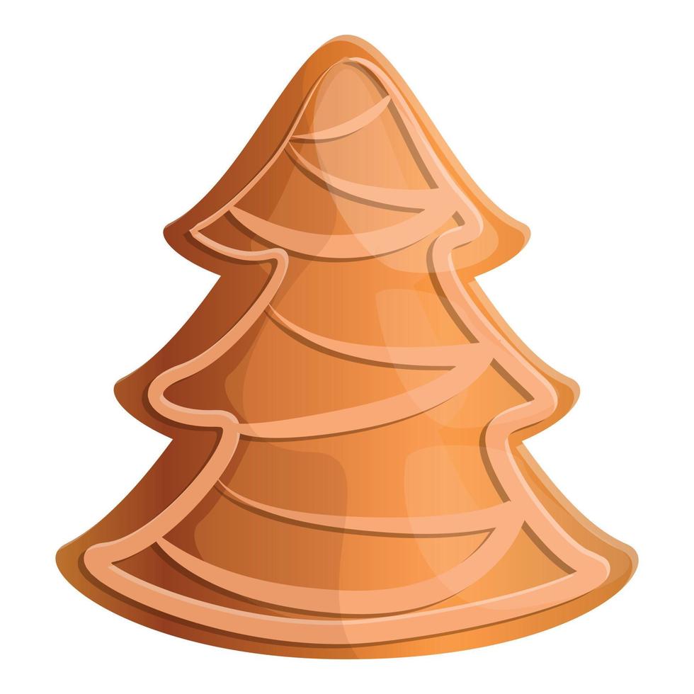 Gingerbread fir tree icon, cartoon style vector