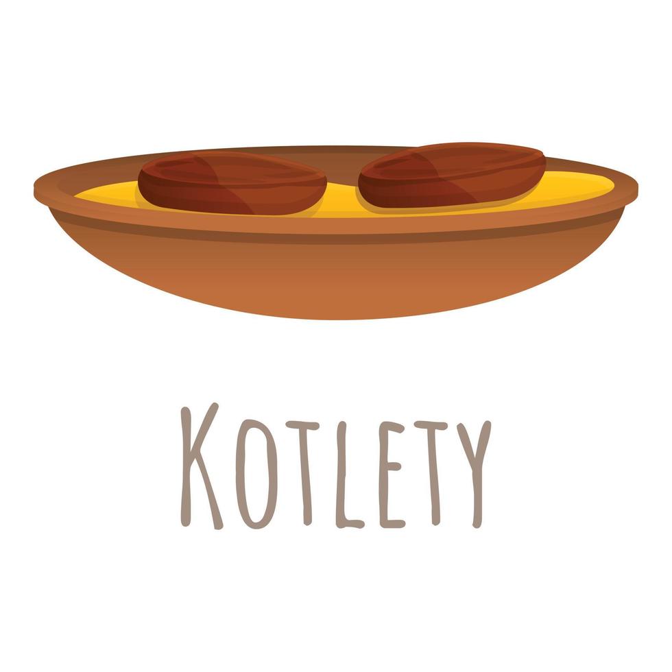 Kotlety icon, cartoon style vector