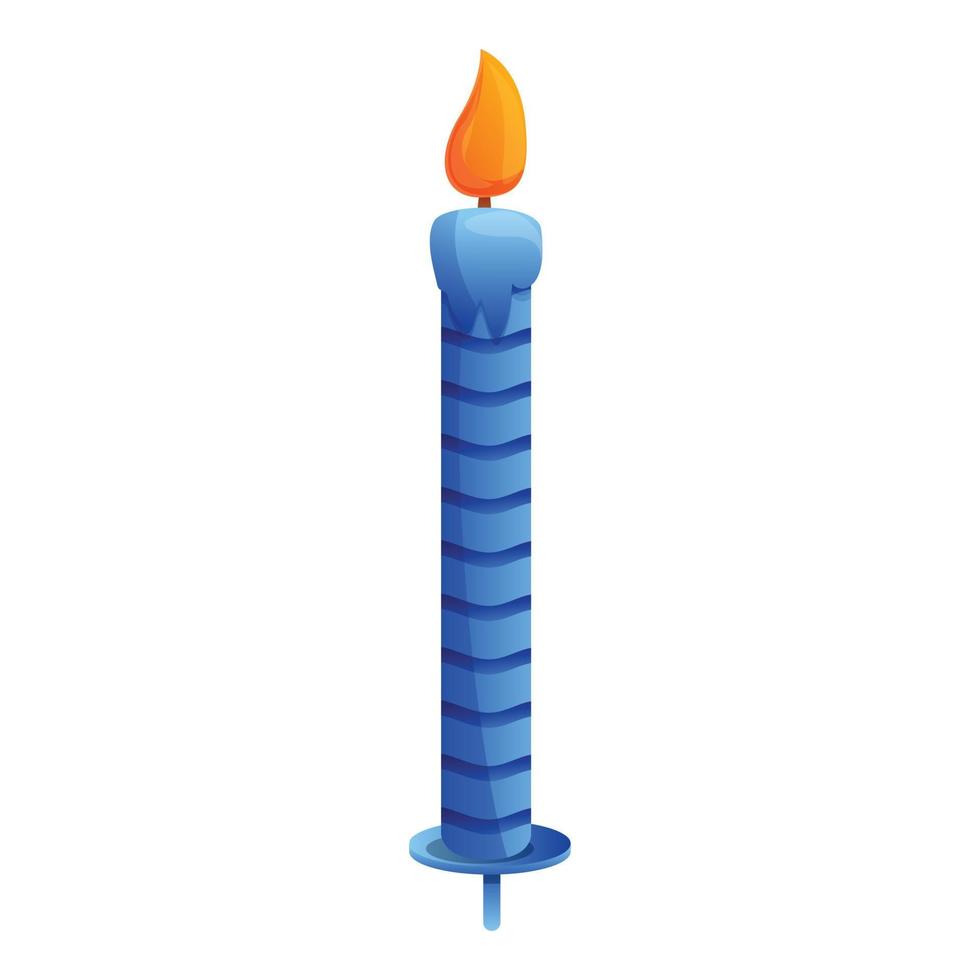 Burning birthday candle icon, cartoon style vector