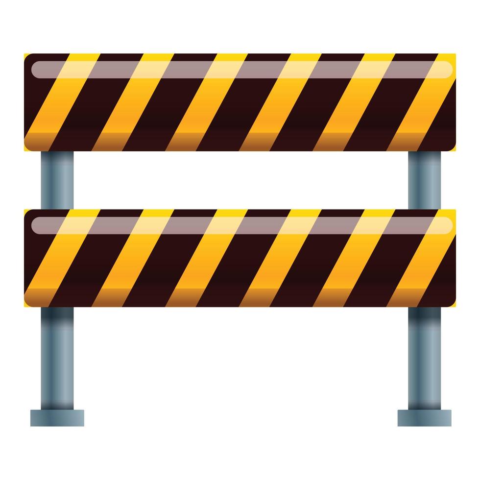 Road block barrier icon, cartoon style vector