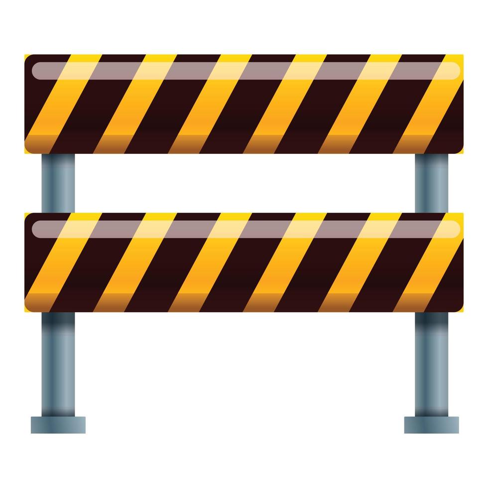 Road block barrier icon, cartoon style vector