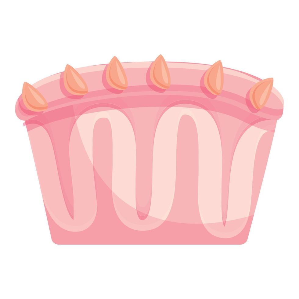 Pink wedding cake icon, cartoon style vector