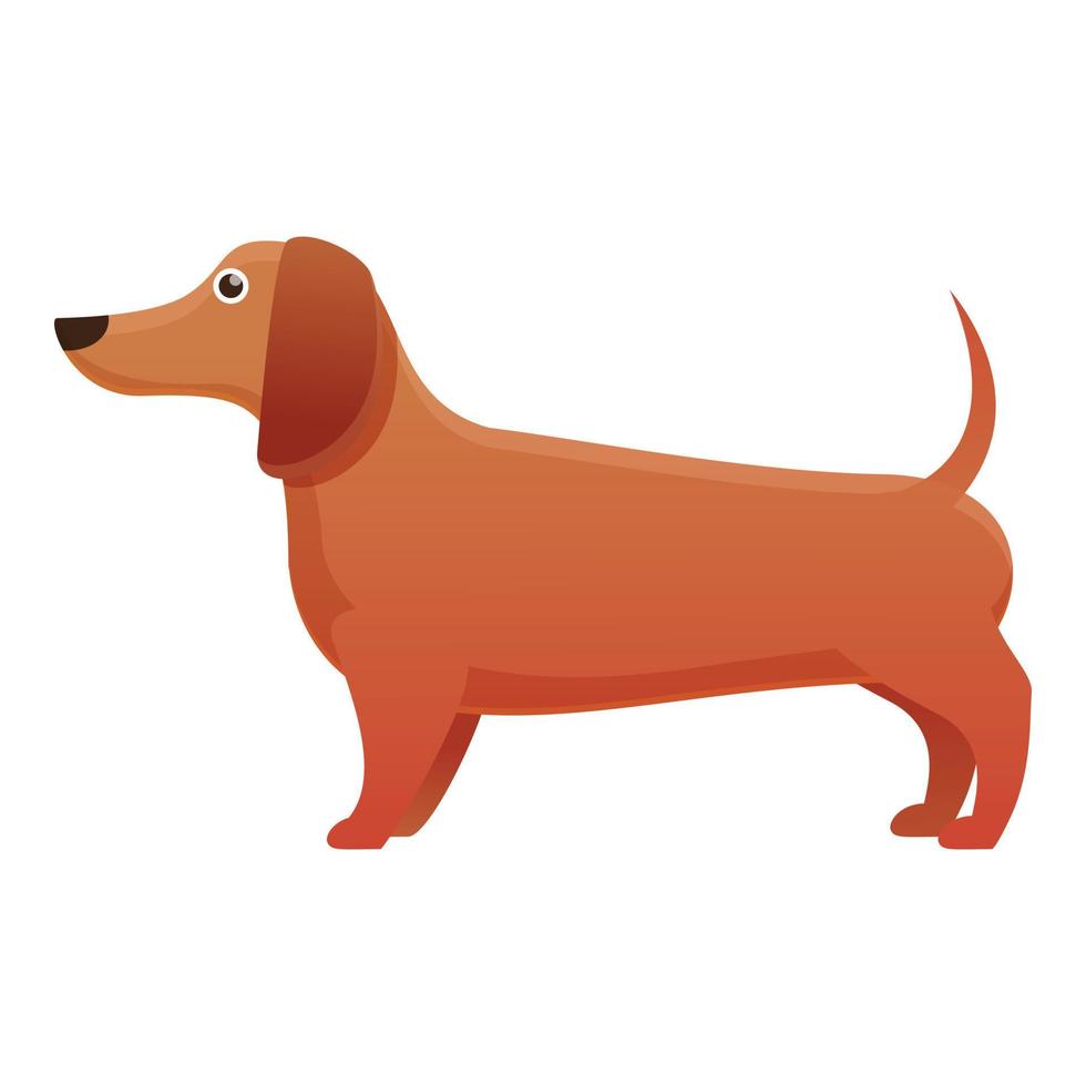 pedigrí, dachshund, icono, caricatura, estilo vector