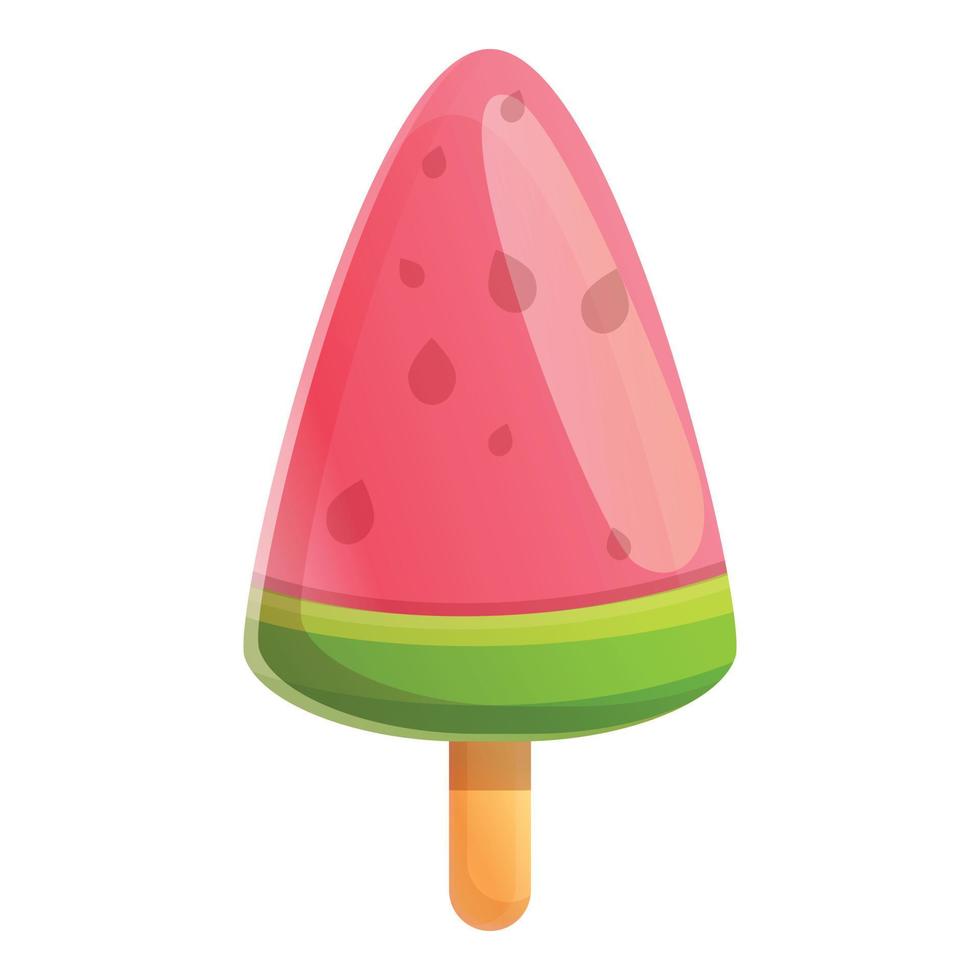 Watermelon popsicle icon, cartoon style vector