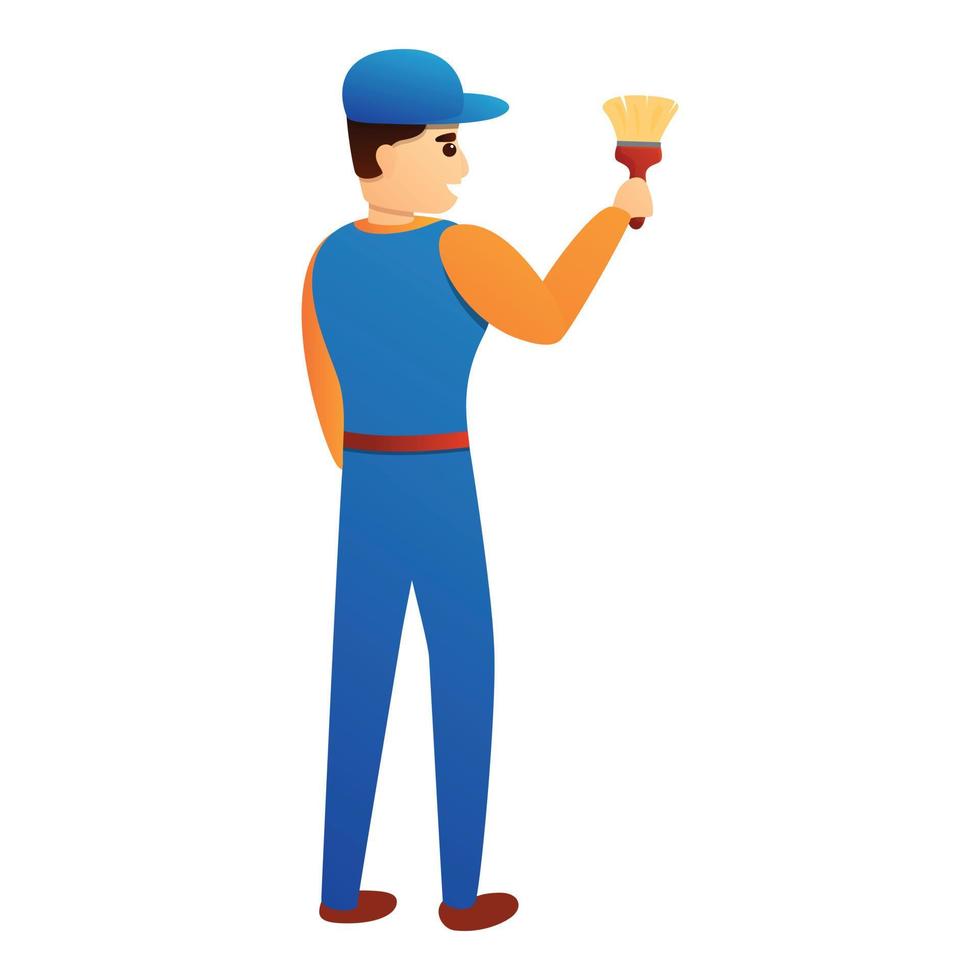 Man paint wall icon, cartoon style vector