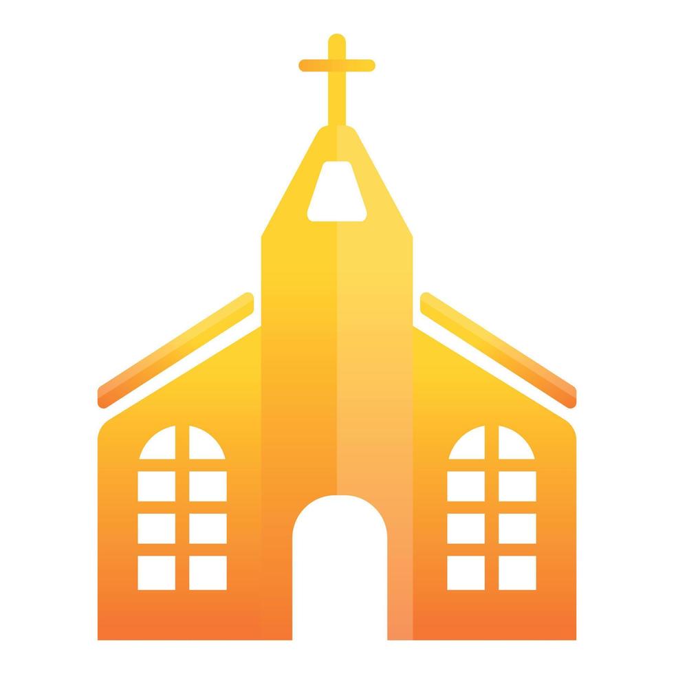 icono de la iglesia naranja, estilo de dibujos animados vector