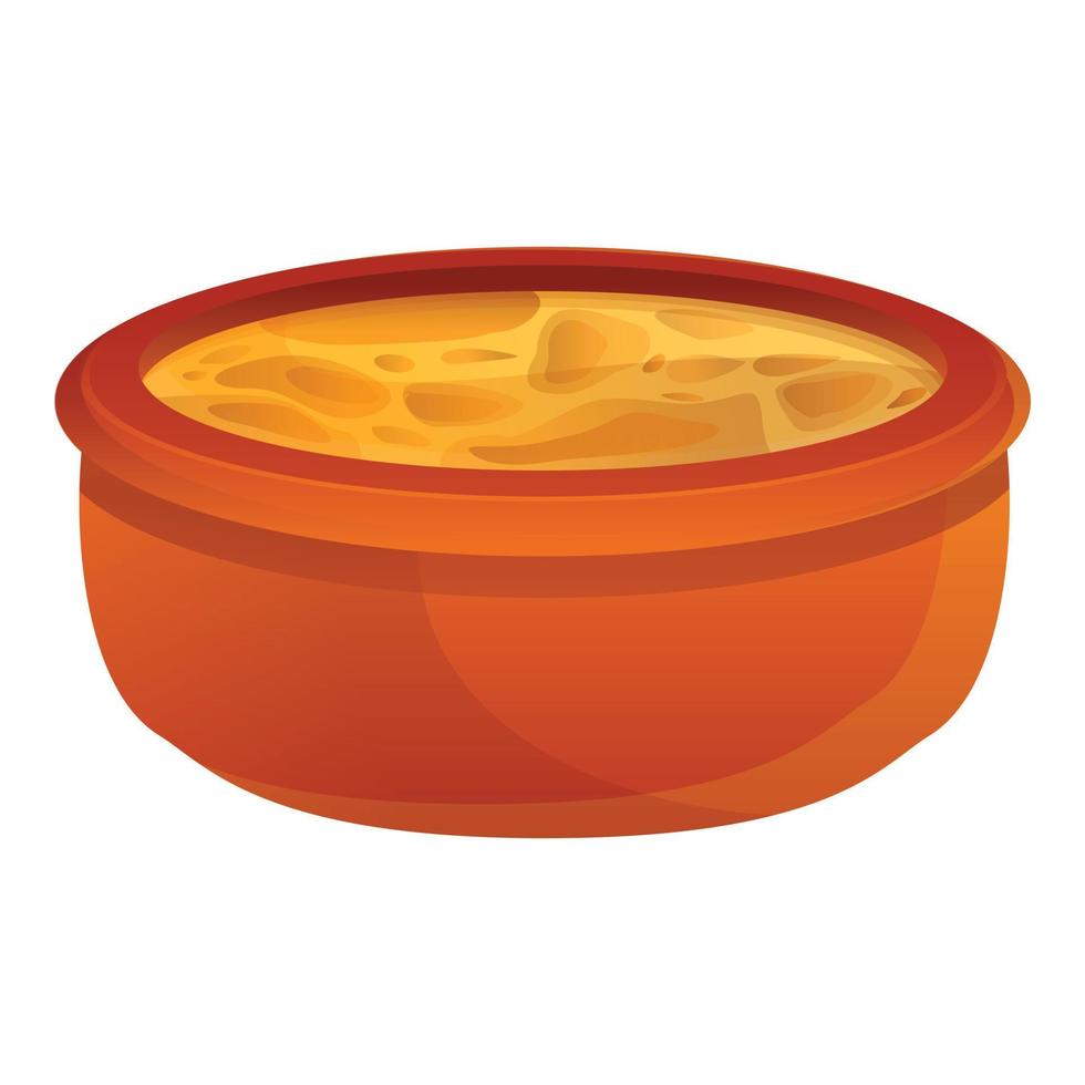 icono de sopa griega, estilo de dibujos animados vector