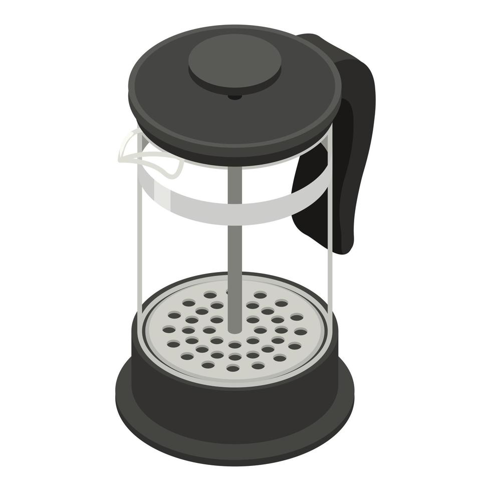 Tea press icon, isometric style vector