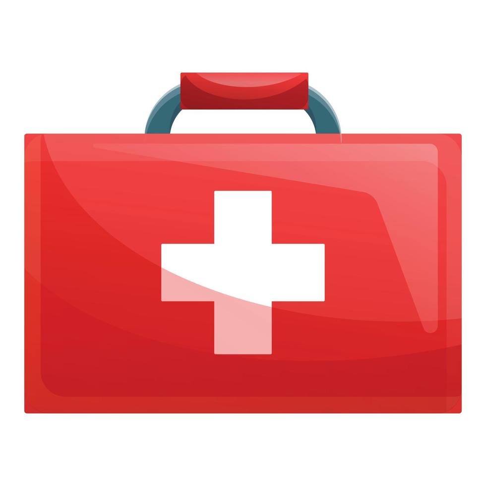 First aid kit icon, cartoon style vector