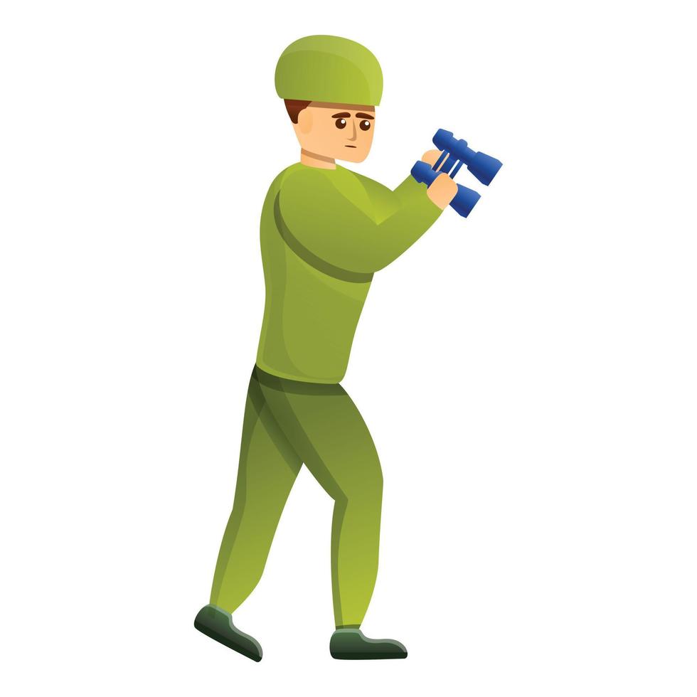 Soldier binocular icon, cartoon style vector