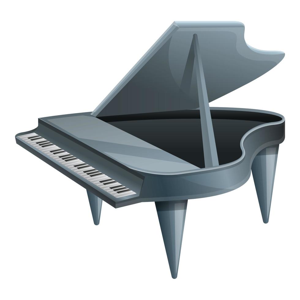 Grey grand piano icon, cartoon style vector