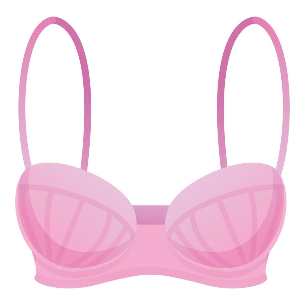 Retro pink bra icon, cartoon style vector