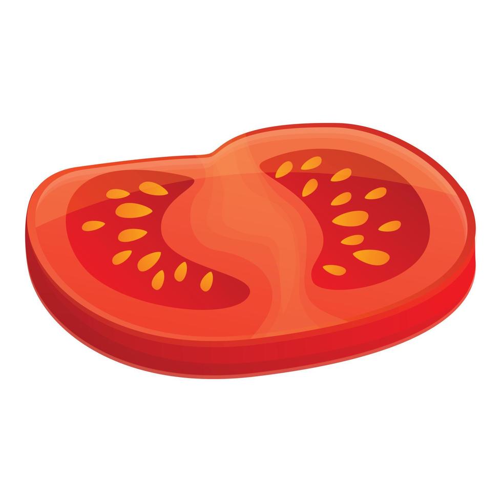 Slice tomato icon, cartoon style vector