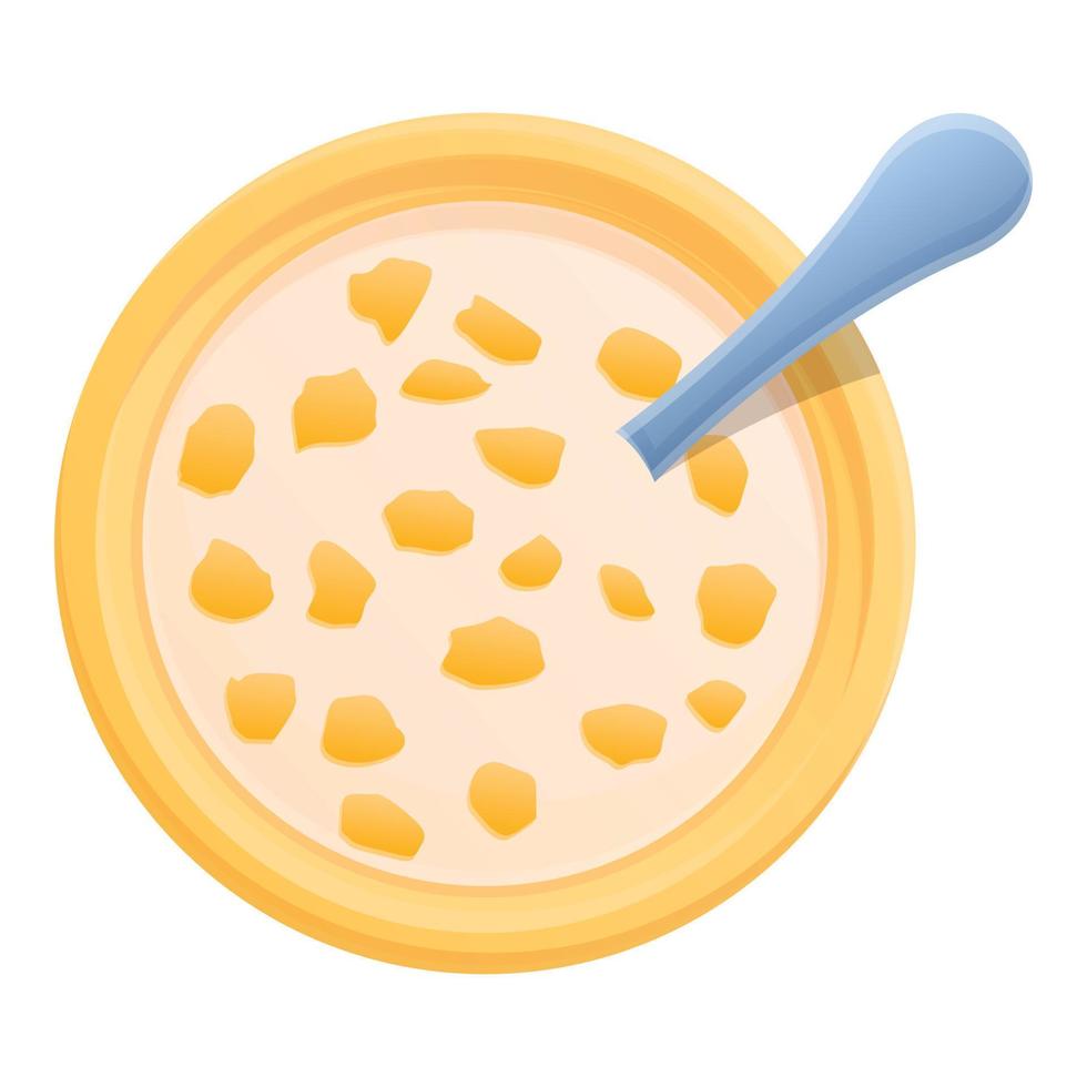 icono de copos de cereal de vista superior, estilo de dibujos animados vector