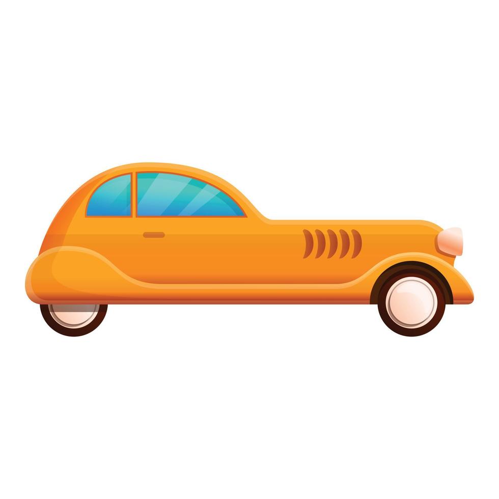 icono de coche retro naranja, estilo de dibujos animados vector