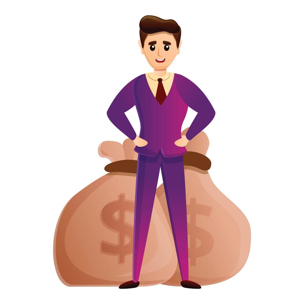 Young millionaire icon, cartoon style vector