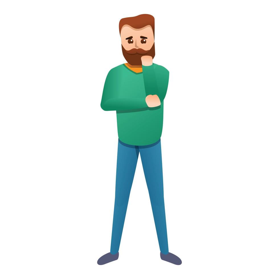 Thinking man icon, cartoon style vector