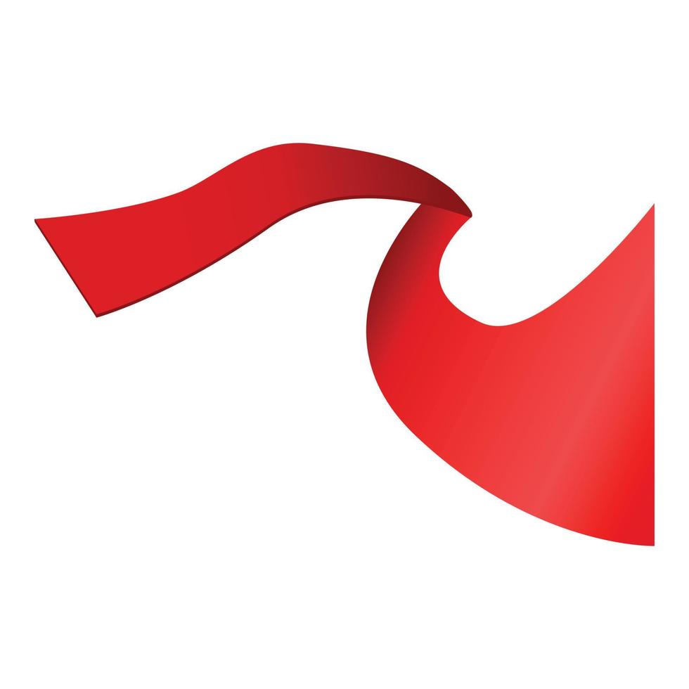 Red ribbon icon, cartoon style vector