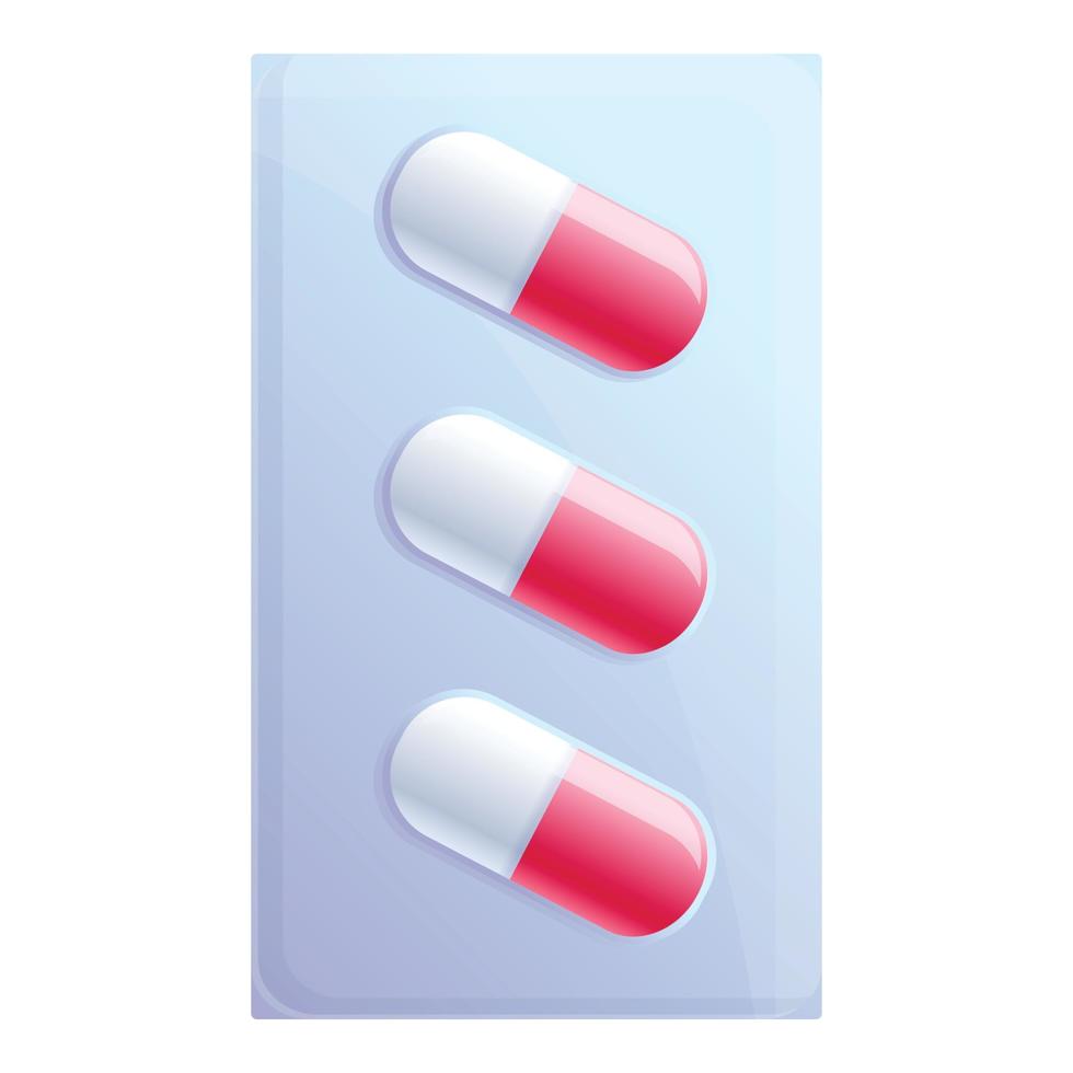 Capsule blister icon, cartoon style vector