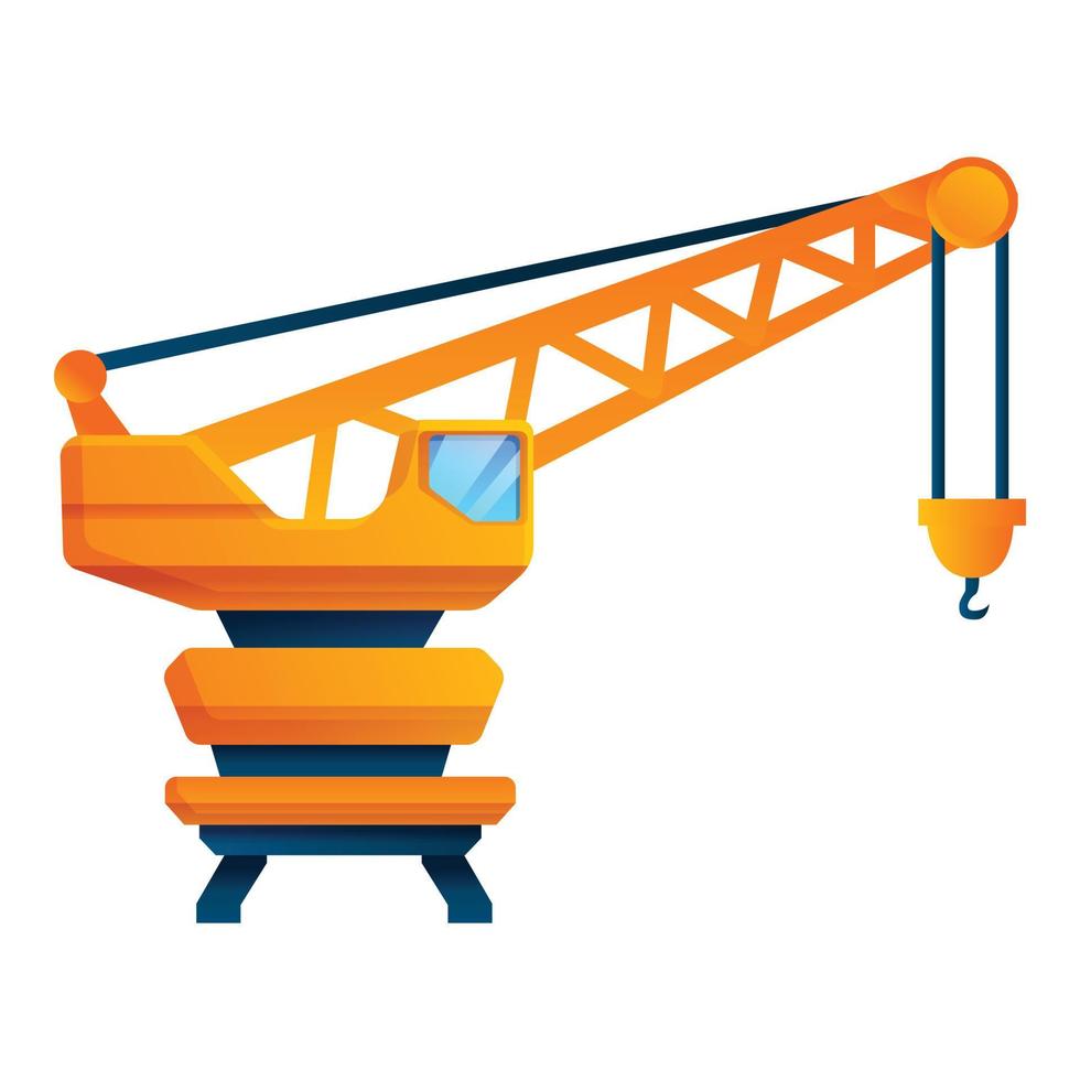 Ship port crane icon, cartoon style vector