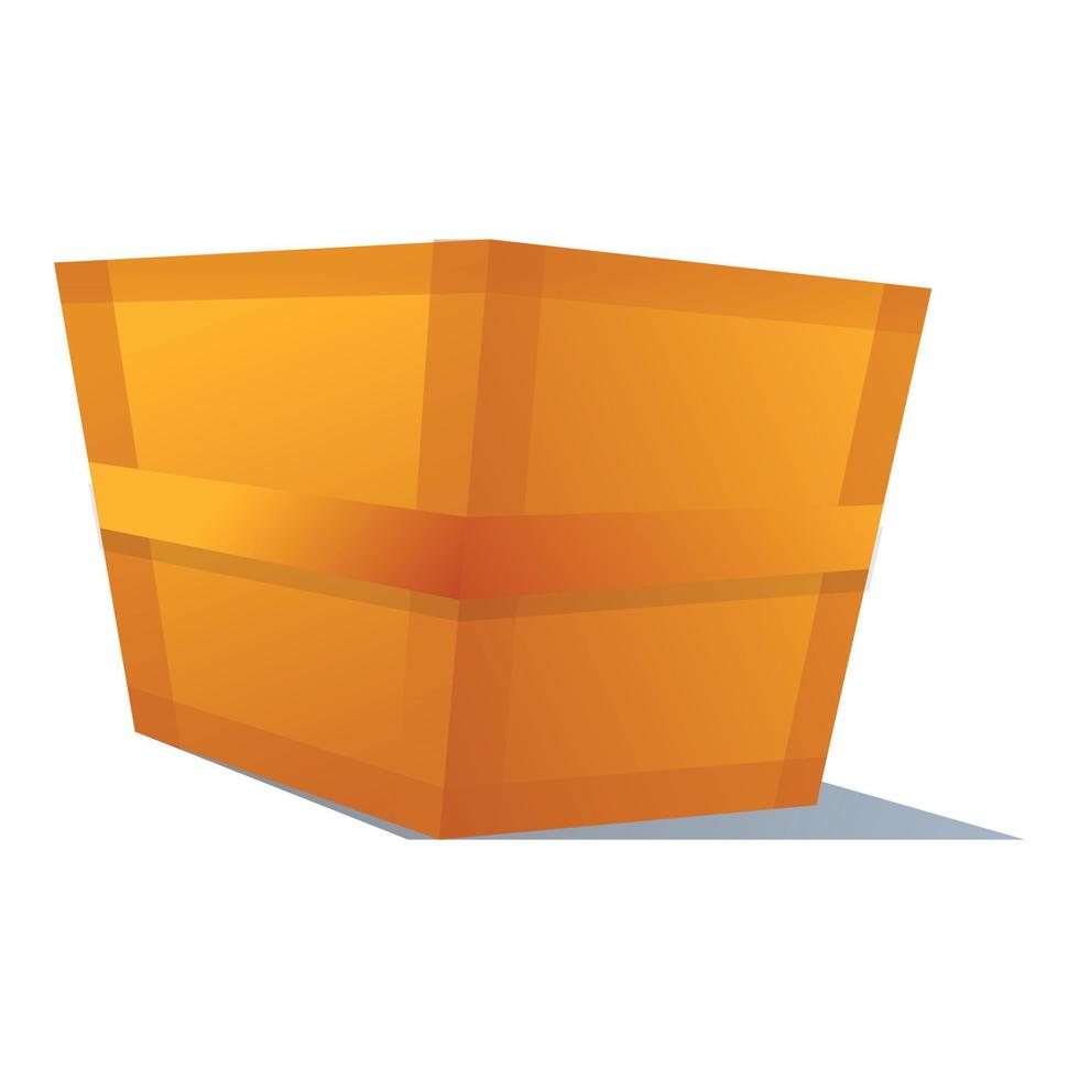 Wood parcel box icon, cartoon style vector