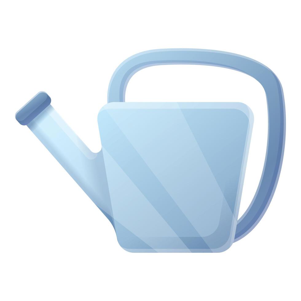 Steel watering can icon, cartoon style vector